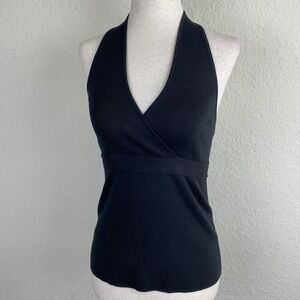 Y2K Loft M Silk Halter Top Black Witchy Goth Fairy Grunge Festival Babydoll Vtg